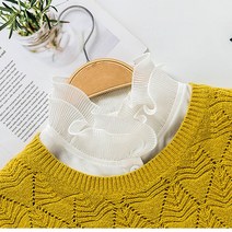 하나뿐인걸 와이어 주름카라 페이크카라 레이어드 하이넥 넥케이프 플리츠 레이스 블라우스
