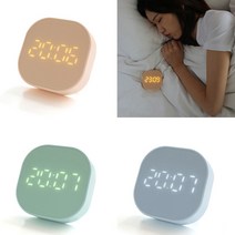 무소음 LED 탁상시계 미니 알람시계 디지털 온도 자석 카운트타이머 3color, 블루