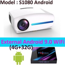 빔 프로젝터 smartldea 1080p 4k 풀 HD 안드로이드 10.0 옵션 1920x1080p 해상도 6500루멘 led proyector 홈 시어터 3d 비머, 협력사, 안드로이드 버전화이트