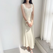 골지 하트넥 머메이드 롱 플레어 원피스 4color