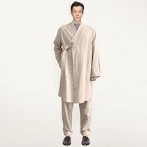 린넨 생활한복 도포 두루마기 홈웨어 남자 롱가디건 잠옷 코스믹라떼 100