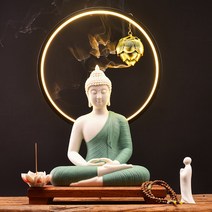 LED조명 반가사유상굿즈 명상하는부처님상 불교용품, 석가모니 등원(갈색) + 무형불께 공양