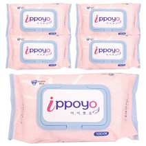 아이뽀요 물티슈 캡형 100매, 5개