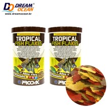 PRODAC 트로피칼 피쉬 플레이크 100ml x 2개 구피사료 구피먹이 열대어 담수 물에 뜨는 물고기 사료 먹이
