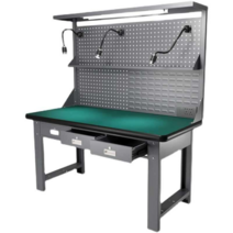 산업용 대형 제전 작업대 프로파일 서스 테이블 벤치, 210x75x80cm+100cm행잉보드 조명x