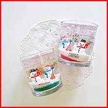 (9온즈 2개만들기) 눈사람-크리스마스 양초 젤캔들 키트 만들기(270ml/2), 복숭아, 그린