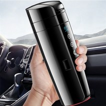 차량용커피포트 자동차 400ml 난방 컵 온도 디스플레이 스마트 절연 컵 온수 머그 주전자 휴대용 전기 주전자 커피 컵, 블랙 400ml