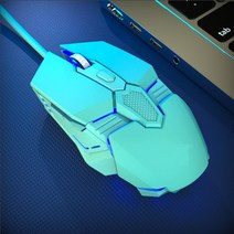 게이밍 마우스 유선 USB e스포츠 기계 매크로 마우스 발광 가정용 데스크톱 노트북 범용, 새로운 블루 마우스오디오매크로 프로그래밍, 마우스패드 포함원가배송