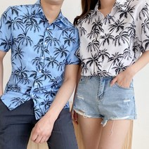 시밀러룩 셔츠 여행 신혼 야자수무늬 패션 커플 여름 신혼여행룩
