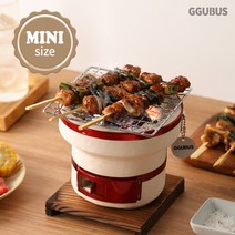 꾸버스 야끼니꾸 레드 미니화로 바베큐그릴 캠핑화로 화로대 일본식 1인화로 개인화로 숯불화로, 1개