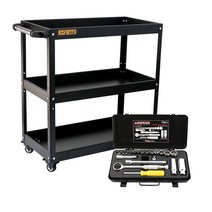 리벤토 3단 이동식 공구함+세신 소켓렌치세트 22PCS 1 4 3 8mm 복스알 MTB-720S 이동식공구대