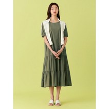 [22SS][그린 빈폴][women] 카키 라운드넥 셔링 롱 원피스 (BF2471N15H)