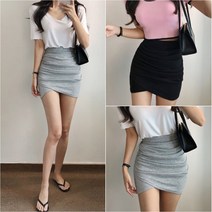 튤립 미니 셔링 면 주름 밴딩 스커트