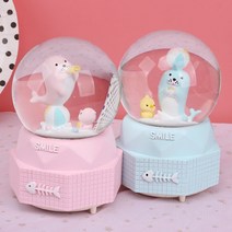 여름 바다 물개 오르골 스노우볼 워터볼 무드등 장식 인테리어 소품 아이디어 상품, 핑크