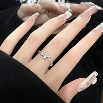 소중 디자인 ins 차가운 바람 가벼운 사치 다이아몬드 지르코늄 고급 비행기 심플 개구부 반지 여자