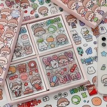 스티커 다꾸스티커 100장 크림소녀 칼선 씰스티커 귀여운스티커 스티커 랜덤박스 폰꾸 다꾸 플래너 일기 어린이날선물 중학생선물 초등학생선물 여아선물 친구선물 생일선물, 크림소녀스티커박스