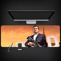 Grand Theft Auto 마우스 패드 GTA5 마우스 패드 대형 컴퓨터 게임 노트북 키보드 마우스 장패드 책상 패드 pc 게임 모바일 게임 캐릭터 마우스패드, 02_400x900mm | 3mm