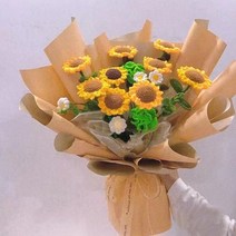 코바늘 꽃 카네이션 해바라기 꽃다발 뜨기 DIY 패키지, 해바라기 6개+카네이션 1개+데이지 2개
