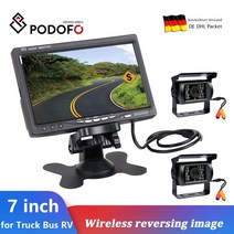 어라운드뷰 후방 사이드 카메라 Podofo 울트라 슬림 7 quotHD LCD 모니터 후면 주차 나이트 방수 백업 버스, 한개옵션0