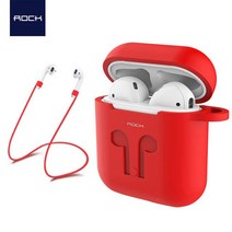 Rock 에어팟 전용 실리콘케이스+스트랩 Airpods, 본상품선택, rock에어팟케이스_화이트(스티커증정)