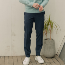 바쏘옴므 19FW 네이비 본딩 스트레치 슬림핏 캐주얼팬츠 NC