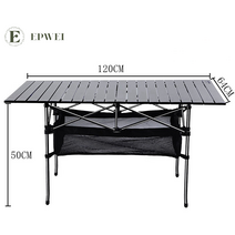 EPWEI 알루미늄 접이식 캠핑 테이블 대형 블랙 아웃도어 휴대용 튼튼한 식탁