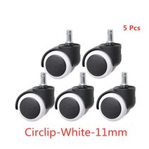 가구 캐스터 바퀴 5 개/몫 10mm/11mm 2 인치 Circlip/나사 Pu 사무실 의자 캐스터 대형 클래스 유니버설 휠, 1개, 2인치, Circlip-White-11mm
