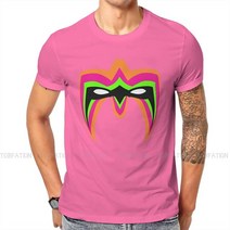 남자큰옷 오버핏레슬링 크리 에이 티브 TShirt 남성용 Ultimate Warrior Mask 라운드 칼라 퓨어 코튼 T 셔