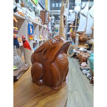 만사형통 통원목 목각 복두꺼비 장식소품 풍수인테리어소품