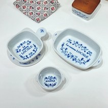 마메종 블루 로즈 도자기 소스볼 앞접시 편수 양수 그라탕 용기 접시, 직사각 양수