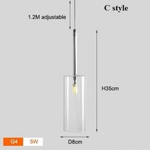 LED펜던트 북유럽 미니멀리스트 스모키 그레이 유리 샹들리에 크리에이티브 바 거실 다이닝 홀 싱글 헤드 3 펜던트 램프, 36.C style - Natural - Red