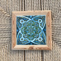 유럽 스타일 코스터 세라믹 단열 매트 향수를 불러 일으키는 작은 타일 데스크탑 보호 방지 세라믹 타일 코스터 워터 코스터, 그림과 같이 008