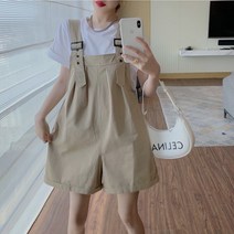 지아의 코디 여성 루즈핏 멜빵 반바지 zi-098