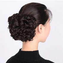 하이유니 롤 빵 왕 똥머리 밴드 붙임 올림 머리 헤어 피스 셀프 부분 가발, 브라운블랙