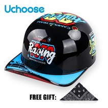 스냅백헬멧 uchoose 2022 new open face 빈티지 헬멧 하프 헬멧 motocross 스쿠터 크루저 초퍼 야구 모자 헬멧 여름 승마, 경마, l