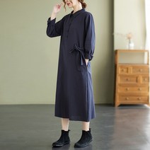 아이엠몽 여자 무지 A라인 리본 카라 롱 원피스 결혼식 셔츠 원피스 에이림