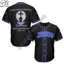 예수님 그리스도 기독교 신 구세주 사자 레트로 문신 3DPrint 여름 야구 셔츠 저지 재미 있은 캐주얼 남여, 17 Baseball shirts_05 XXL