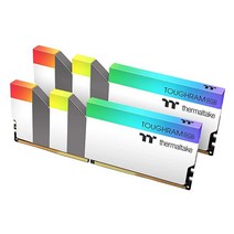 써멀테이크 Thermaltake TOUGHRAM RGB 메모리 화이트 DDR4 4600MHz 16GB(8GB 2개) 1680만 컬러 Alexa Razer Chroma 5V 마더 보, White, 4400MHz