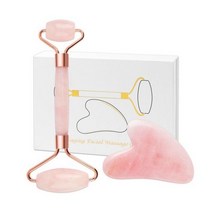 괄사마사지기 마사지스틱 마사지괄사 천연 석재 괄사 세트 스크레이퍼 마사지 롤러 목 등 발 손 다리 바디 페이스 릴랙싱 통증 완화, Pink with box