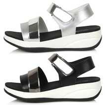 소가죽 찍찍이 스트랩 여성 스포츠 샌들 샤인