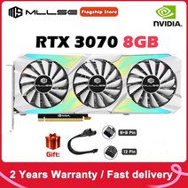 그래픽카드 Mllse rtx 3070 8gb nvidia gpu 12pin gddr6 256bit hdmi1 dp3 pci-e 4.0x16 rtx 3070 8gb 게임용 비디오, 없음