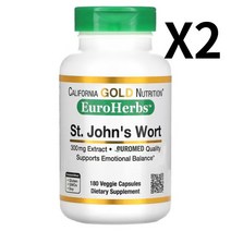 California Gold Nutrition 세인트존스워트 EuroHerbs 유럽 품질 300mg 베지 캡슐 180정, 2개