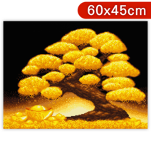 블링블링 DIY 캔버스형 보석십자수 60 x 45 cm, 1세트, CV-027 (황금돈나무)
