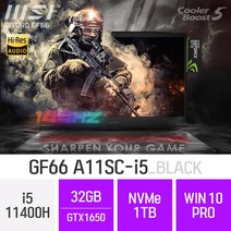 MSI GF시리즈 Sword GF66 A11SC-i5 블랙, 1TB, 윈도우 포함, 32GB