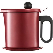 방진 뚜껑과 받침 트레이 1.7L와 석유 저장 그리스 키퍼 필터 네트워크 베이컨 그리스 컨테이너, 하나, 와인 레드