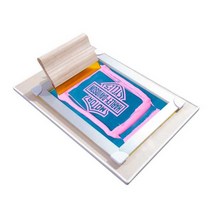 DIY 실크스크린 티셔츠 의류 프린트 로고 전사 원단 인쇄 나염 판화, 05. 교체형 스크린+프린트 티셔츠 +6색잉크