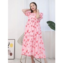 여성 여름 boho style heart shape print beach 원피스 166