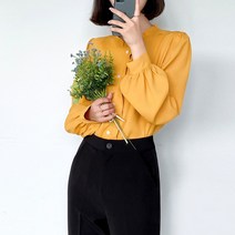 원타임 여성용 프릴셔링 긴팔 블라우스