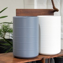 모던 고강도 초경량 가로줄무늬 플라스틱 거실대형화분 원형 키큰 긴 가벼운화분 27x42cm, 화이트