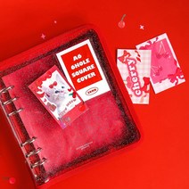 A6 사이즈 6공 정사각 트윙클 커버 지퍼형 파우치 다이어리 세컨드맨션, 레드